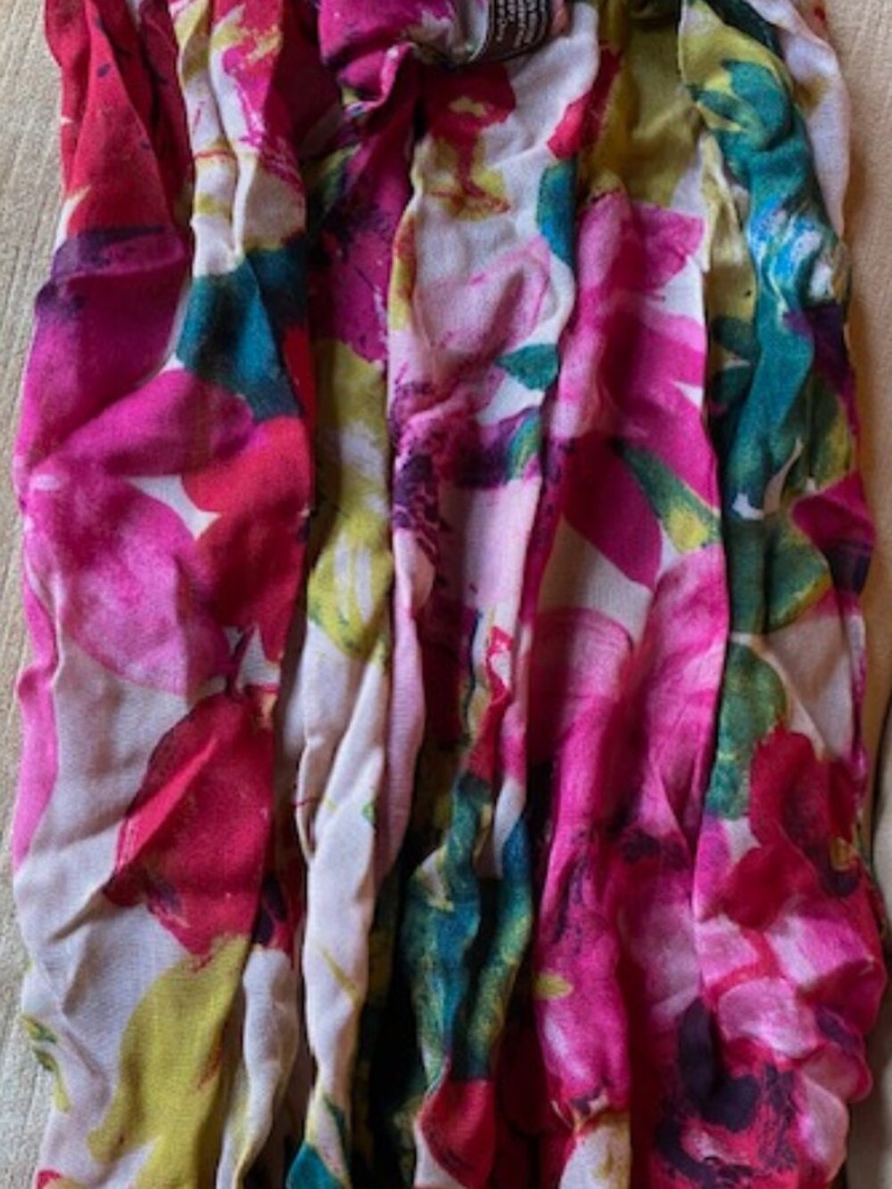 Patricia Nash floral scarf preowned 24" sq. bright colors